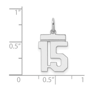 Sterling Silver Rhodium-plated Small Polished Number 15 Charm