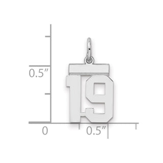 Sterling Silver Rhodium-plated Small Polished Number 19 Charm