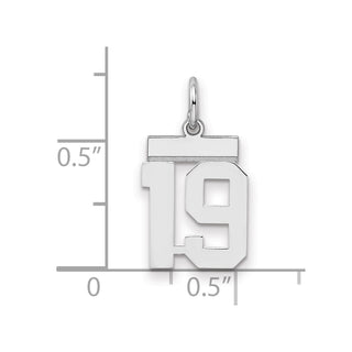 Sterling Silver Rhodium-plated Small Polished Number 19 Charm