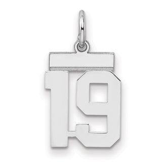 Sterling Silver Rhodium-plated Small Polished Number 19 Charm