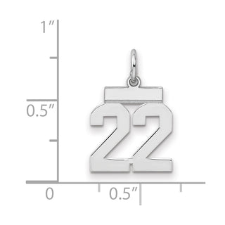 Sterling Silver Rhodium-plated Small Polished Number 22 Charm
