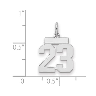 Sterling Silver Rhodium-plated Small Polished Number 23 Charm