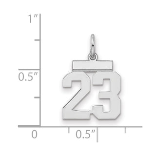 Sterling Silver Rhodium-plated Small Polished Number 23 Charm