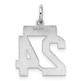 Sterling Silver Rhodium-plated Small Polished Number 24 Charm