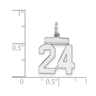 Sterling Silver Rhodium-plated Small Polished Number 24 Charm