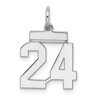 Sterling Silver Rhodium-plated Small Polished Number 24 Charm