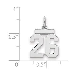 Sterling Silver Rhodium-plated Small Polished Number 26 Charm