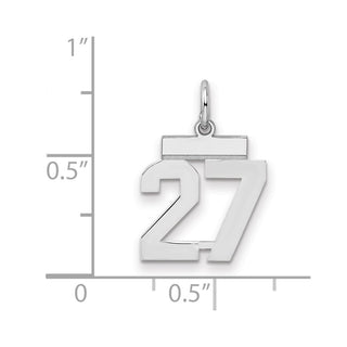 Sterling Silver Rhodium-plated Small Polished Number 27 Charm