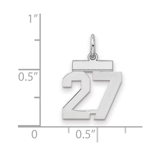 Sterling Silver Rhodium-plated Small Polished Number 27 Charm