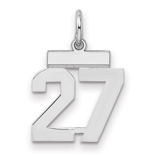 Sterling Silver Rhodium-plated Small Polished Number 27 Charm