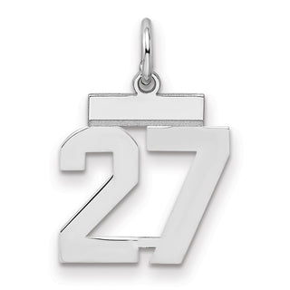 Sterling Silver Rhodium-plated Small Polished Number 27 Charm