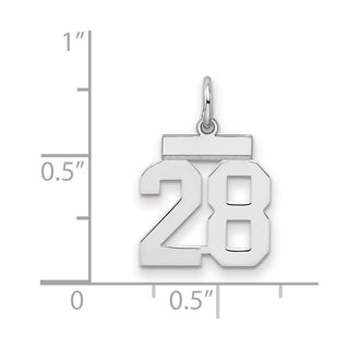 Sterling Silver Rhodium-plated Small Polished Number 28 Charm