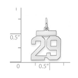 Sterling Silver Rhodium-plated Small Polished Number 29 Charm