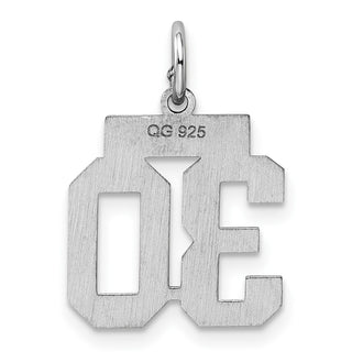 Sterling Silver Rhodium-plated Small Polished Number 30 Charm