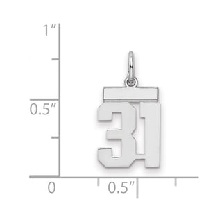 Sterling Silver Rhodium-plated Small Polished Number 31 Charm
