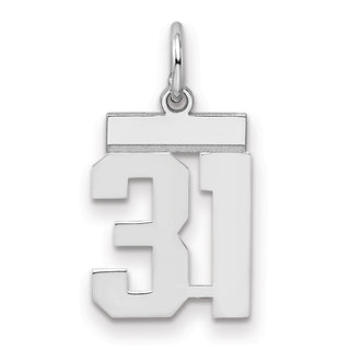 Sterling Silver Rhodium-plated Small Polished Number 31 Charm
