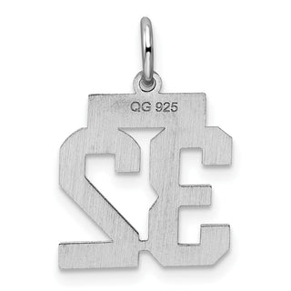 Sterling Silver Rhodium-plated Small Polished Number 32 Charm