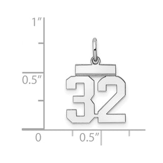 Sterling Silver Rhodium-plated Small Polished Number 32 Charm