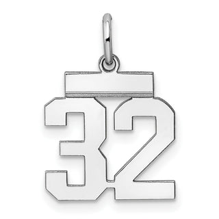 Sterling Silver Rhodium-plated Small Polished Number 32 Charm