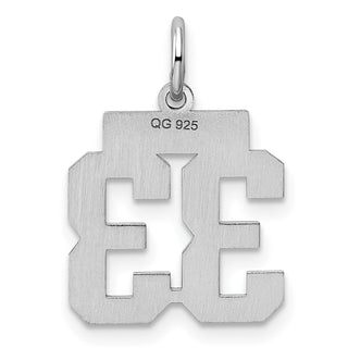 Sterling Silver Rhodium-plated Small Polished Number 33 Charm
