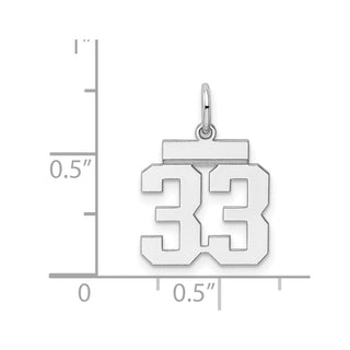 Sterling Silver Rhodium-plated Small Polished Number 33 Charm
