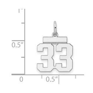 Sterling Silver Rhodium-plated Small Polished Number 33 Charm