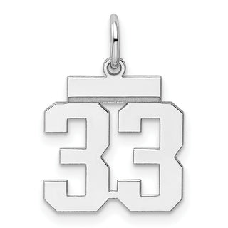 Sterling Silver Rhodium-plated Small Polished Number 33 Charm
