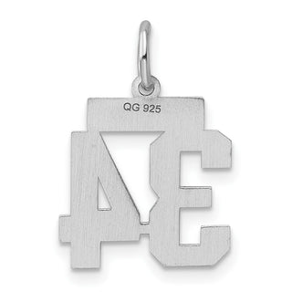 Sterling Silver Rhodium-plated Small Polished Number 34 Charm