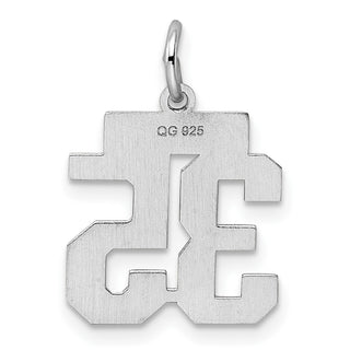 Sterling Silver Rhodium-plated Small Polished Number 35 Charm