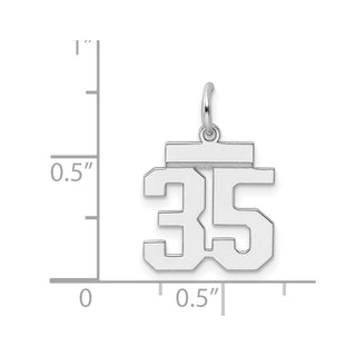 Sterling Silver Rhodium-plated Small Polished Number 35 Charm