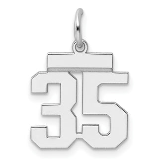 Sterling Silver Rhodium-plated Small Polished Number 35 Charm
