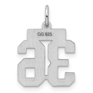 Sterling Silver Rhodium-plated Small Polished Number 36 Charm