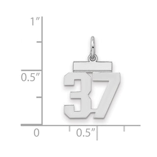 Sterling Silver Rhodium-plated Small Polished Number 37 Charm