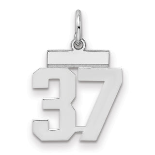 Sterling Silver Rhodium-plated Small Polished Number 37 Charm