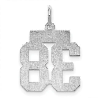 Sterling Silver Rhodium-plated Small Polished Number 38 Charm