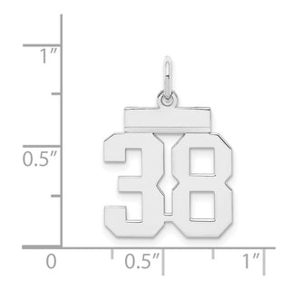 Sterling Silver Rhodium-plated Small Polished Number 38 Charm