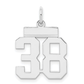 Sterling Silver Rhodium-plated Small Polished Number 38 Charm