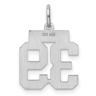 Sterling Silver Rhodium-plated Small Polished Number 39 Charm