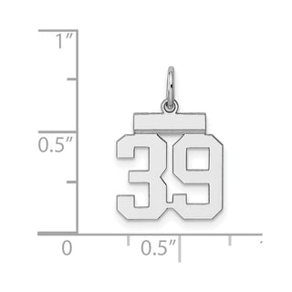 Sterling Silver Rhodium-plated Small Polished Number 39 Charm