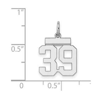 Sterling Silver Rhodium-plated Small Polished Number 39 Charm