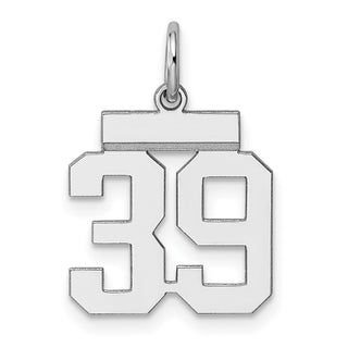 Sterling Silver Rhodium-plated Small Polished Number 39 Charm