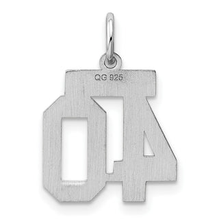 Sterling Silver Rhodium-plated Small Polished Number 40 Charm