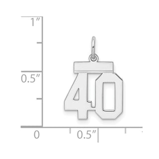 Sterling Silver Rhodium-plated Small Polished Number 40 Charm