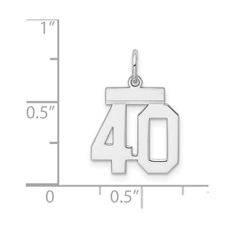 Sterling Silver Rhodium-plated Small Polished Number 40 Charm