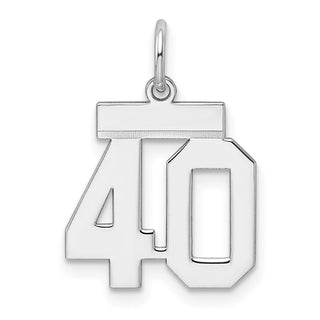 Sterling Silver Rhodium-plated Small Polished Number 40 Charm