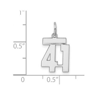 Sterling Silver Rhodium-plated Small Polished Number 41 Charm