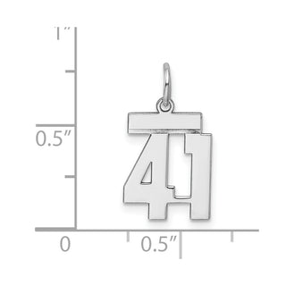 Sterling Silver Rhodium-plated Small Polished Number 41 Charm