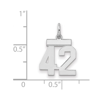 Sterling Silver Rhodium-plated Small Polished Number 42 Charm