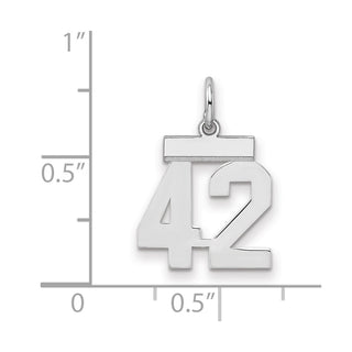 Sterling Silver Rhodium-plated Small Polished Number 42 Charm