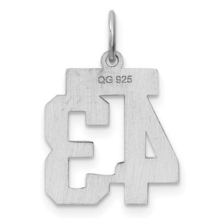 Sterling Silver Rhodium-plated Small Polished Number 43 Charm